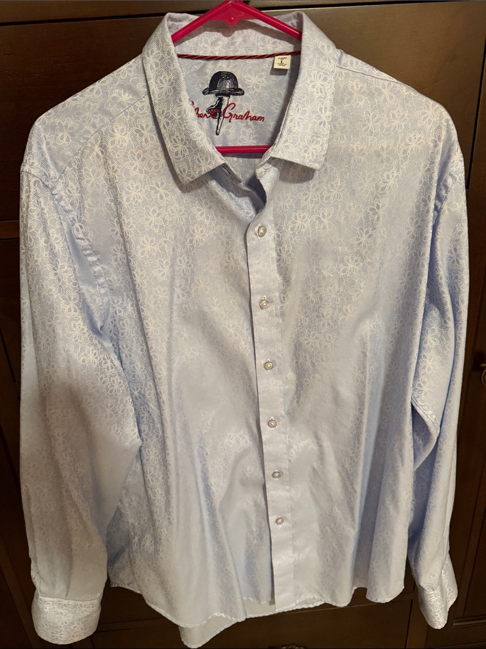 Robert Graham Pale Blue Floral Jacquard Dress Shirt